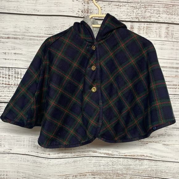 PIccolo Baby Reversible Hooded Poncho 9 m-2T Plaid - Picture 1 of 10